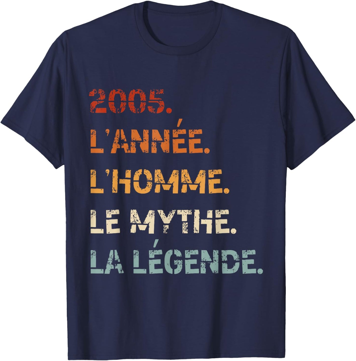 2005 Year Man Myth Legend Birthday Vintage 2005 , Black, S T-Shirt - T-Shirt | Navy