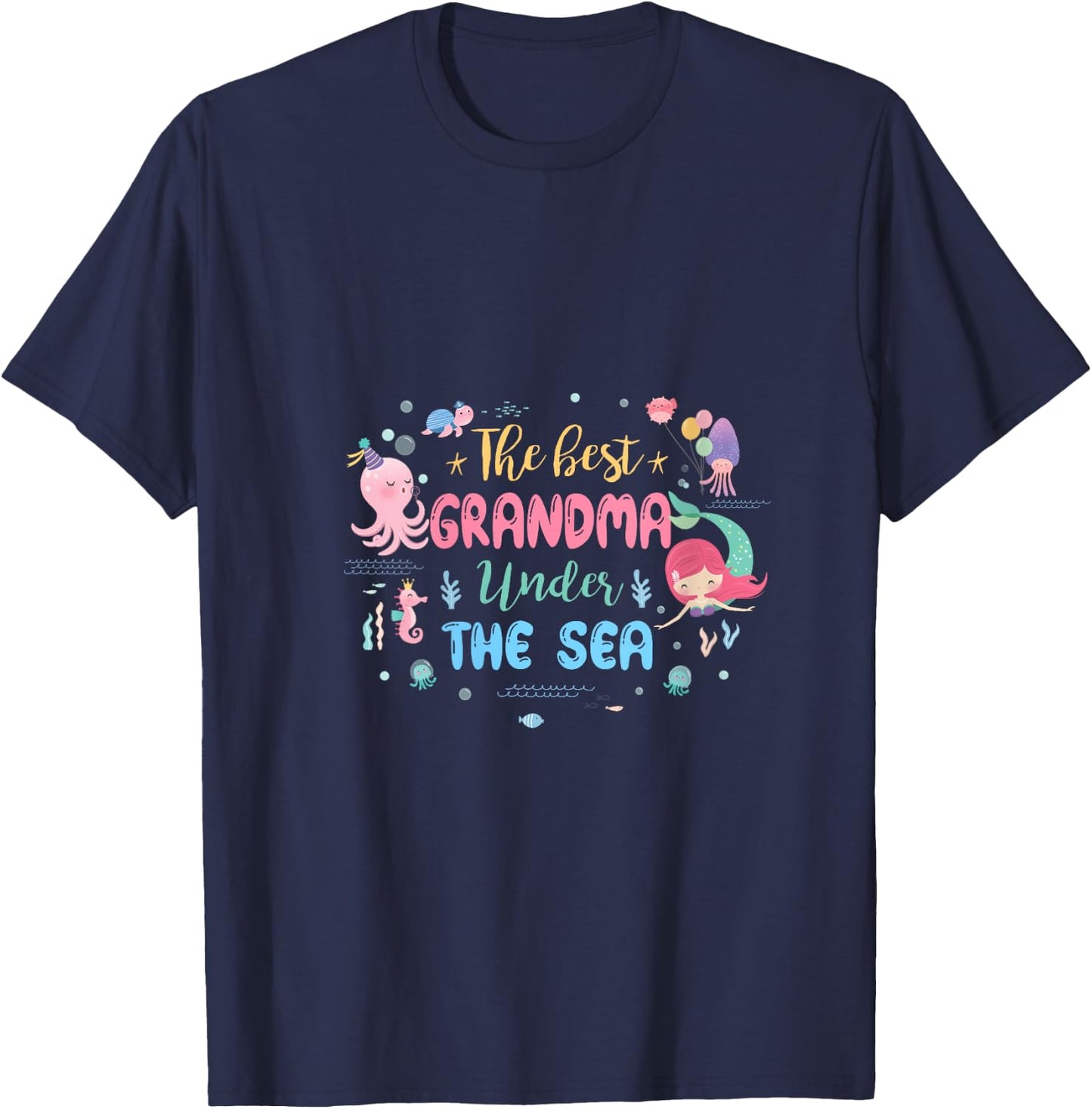 Birthday Girl Shirt The Best Grandma Under The Sea V-Neck T-Shirt - T-Shirt | Navy