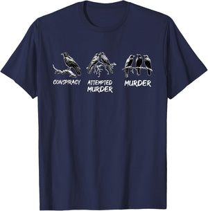 Funny Attempted Murder Crow T-Shirt - T-Shirt | Navy