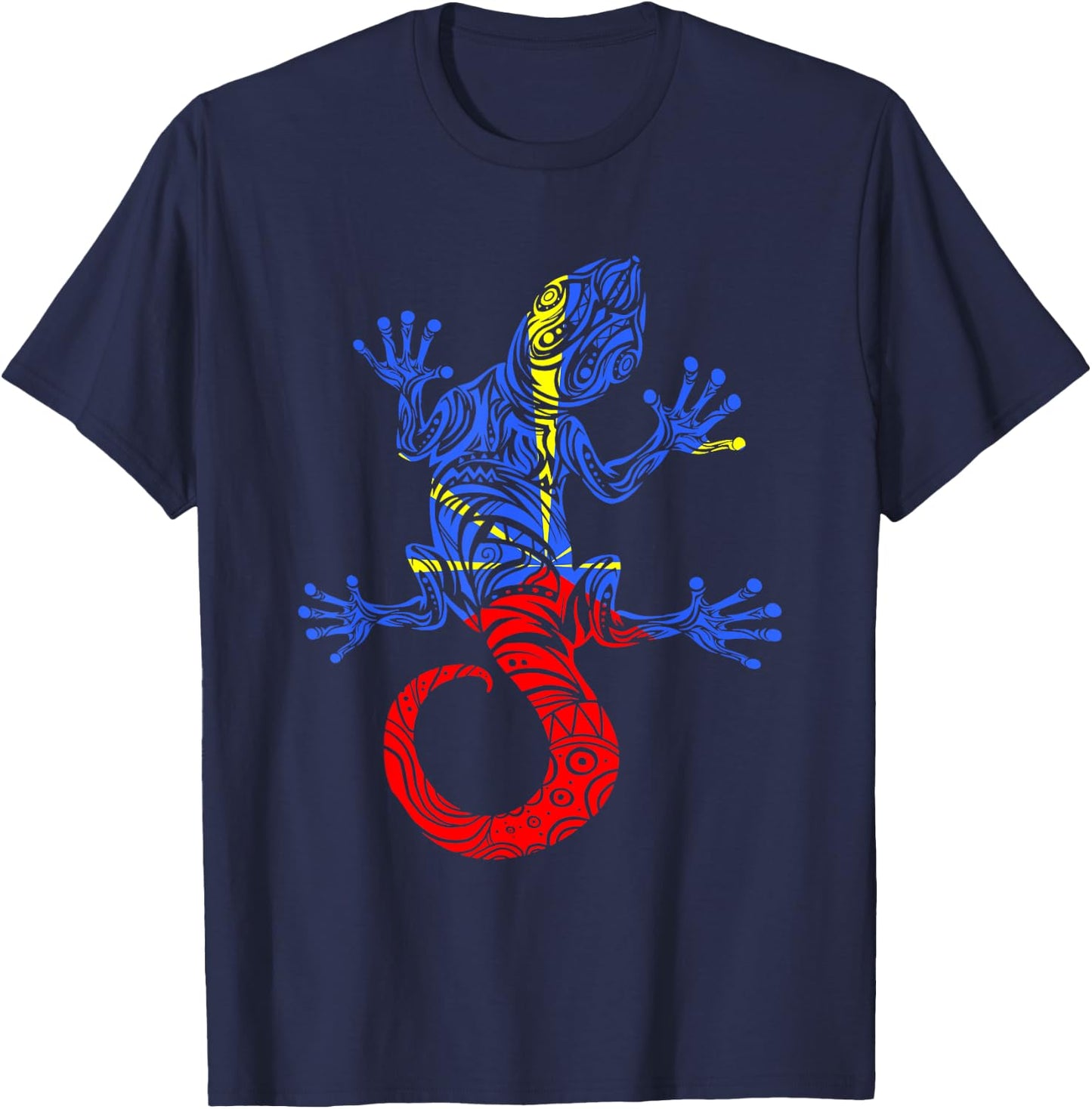 Margouillat Reunionnais Flag Reunion Island , Black, S T-Shirt - T-Shirt | Navy