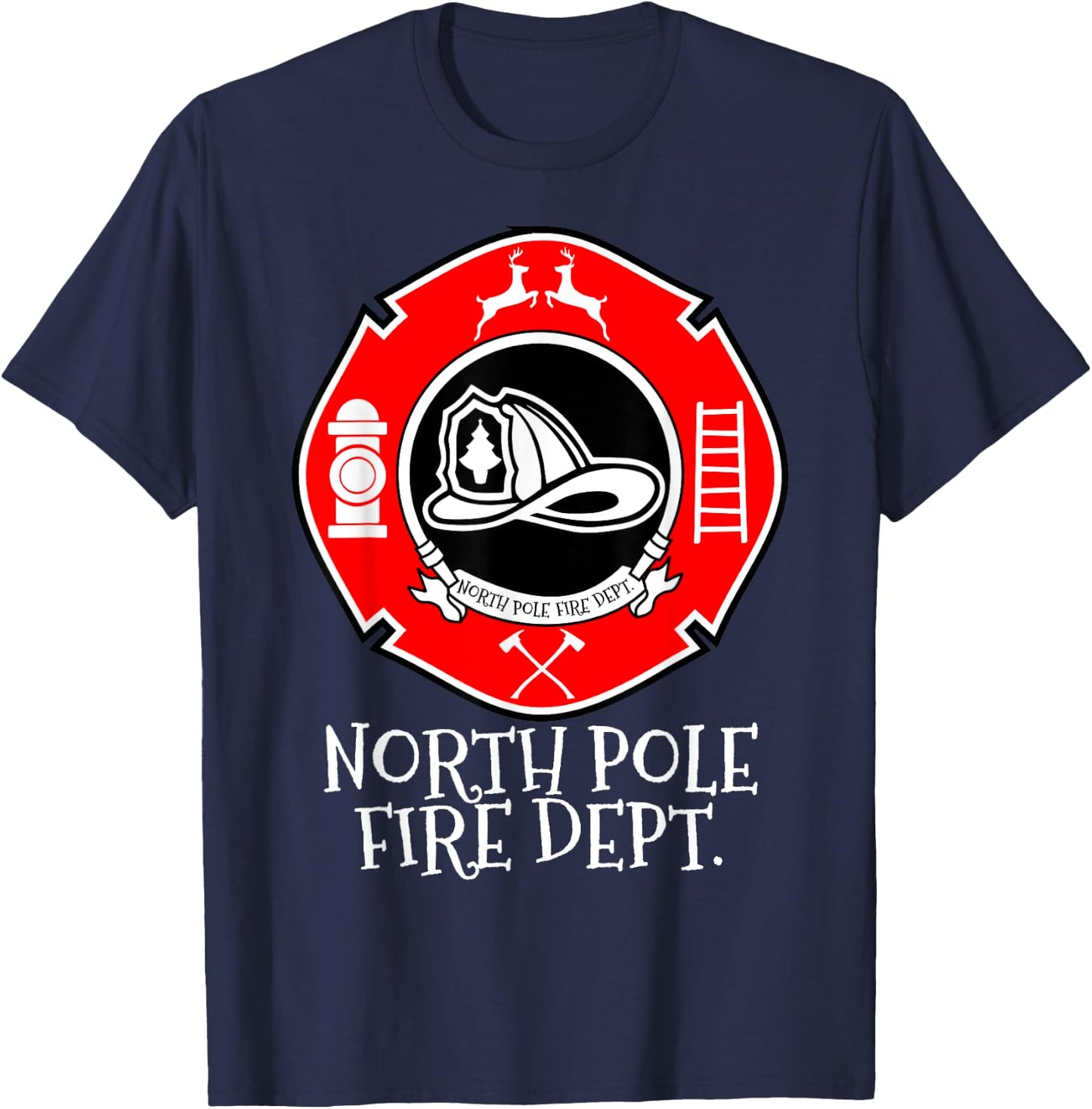 N.P.F.D North Pole Fire Department Christmas Family T-Shirt - T-Shirt | Navy