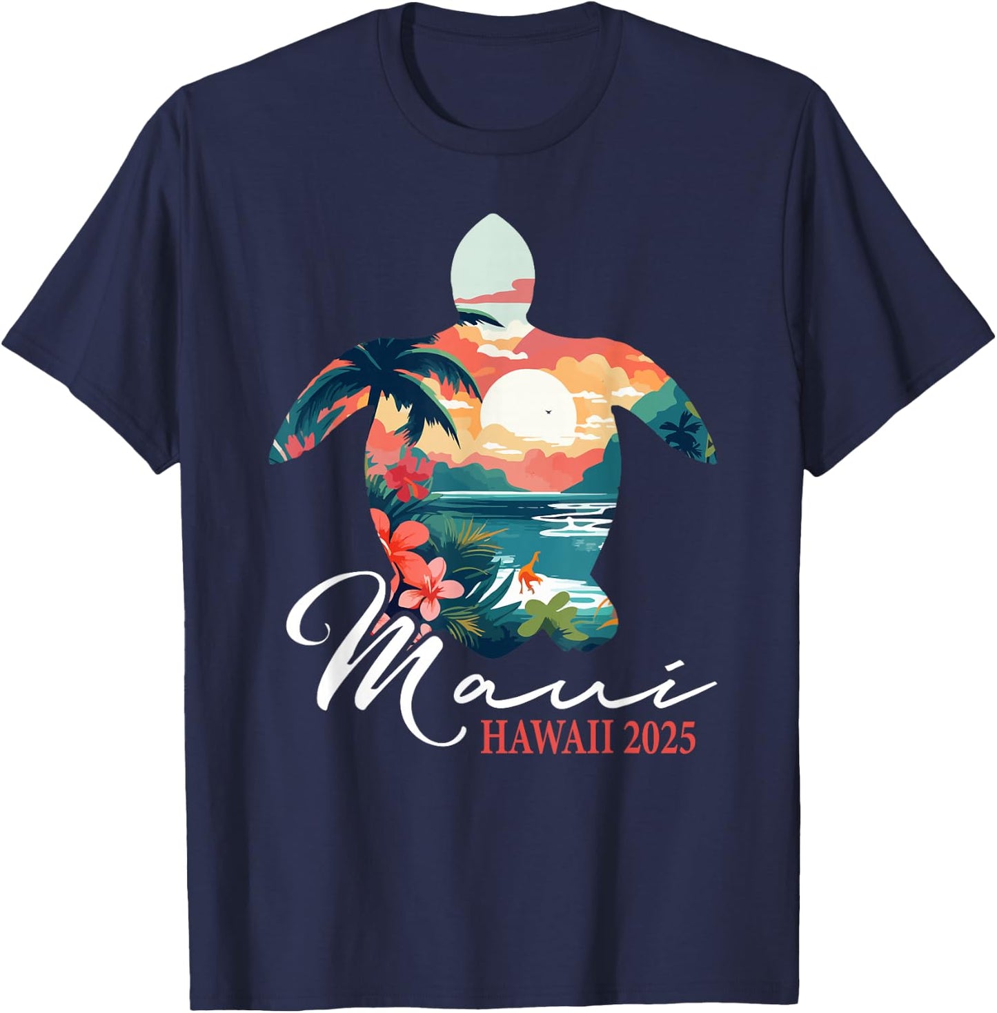 Maui Hawaii 2025 Turtle Paradise Family Summer Vacation Trip T-Shirt - T-Shirt | Navy