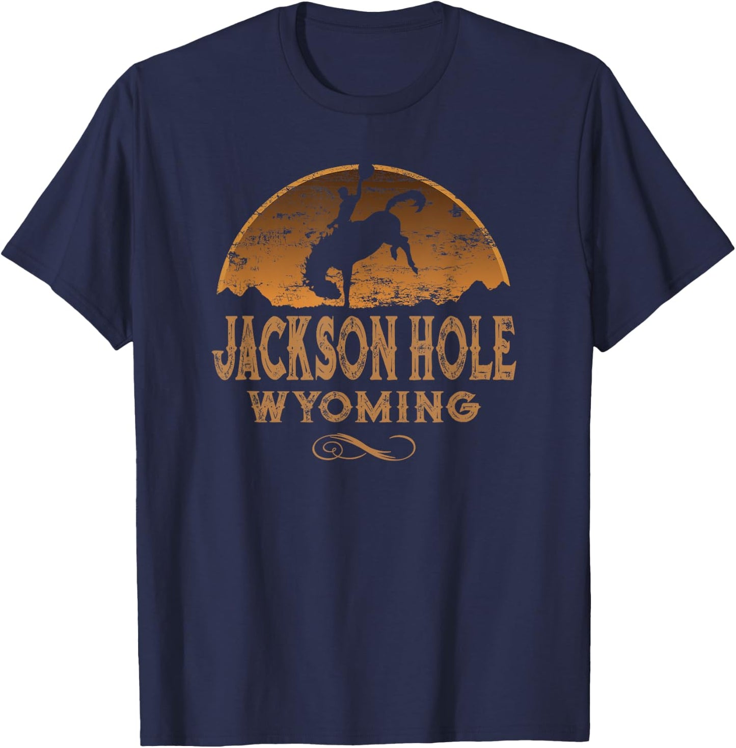 Jackson Hole Wyoming WY Wild West Rodeo Cowboy T-Shirt - T-Shirt | Navy