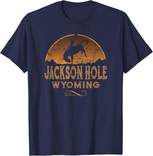 Jackson Hole Wyoming WY Wild West Rodeo Cowboy T-Shirt - T-Shirt | Navy