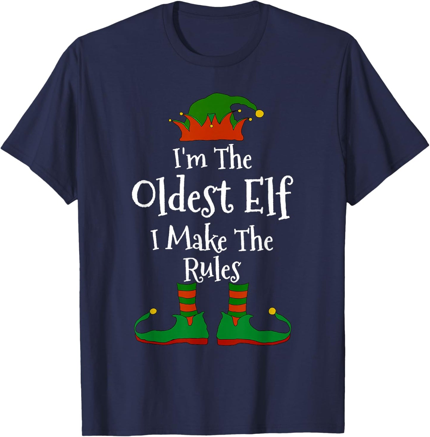 I'm The Oldest Elf Family Matching Funny Christmas T-Shirt - T-Shirt | Navy