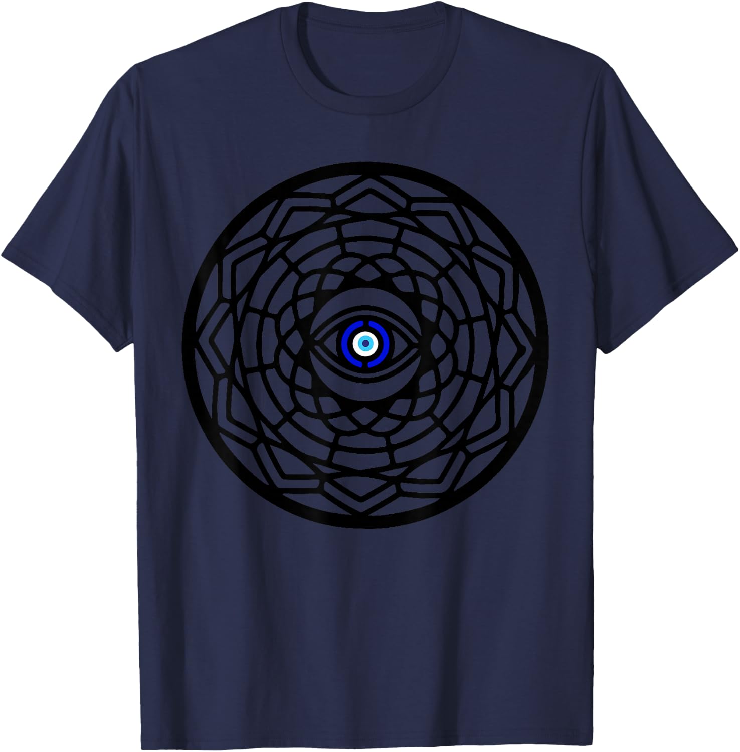 Nazar Turkish Eye Evil Eye Protection Mandala T-Shirt - T-Shirt | Navy