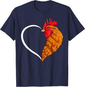 Chicken Shirts Girls Kids Heart Cute Chicken T-Shirt - T-Shirt | Navy