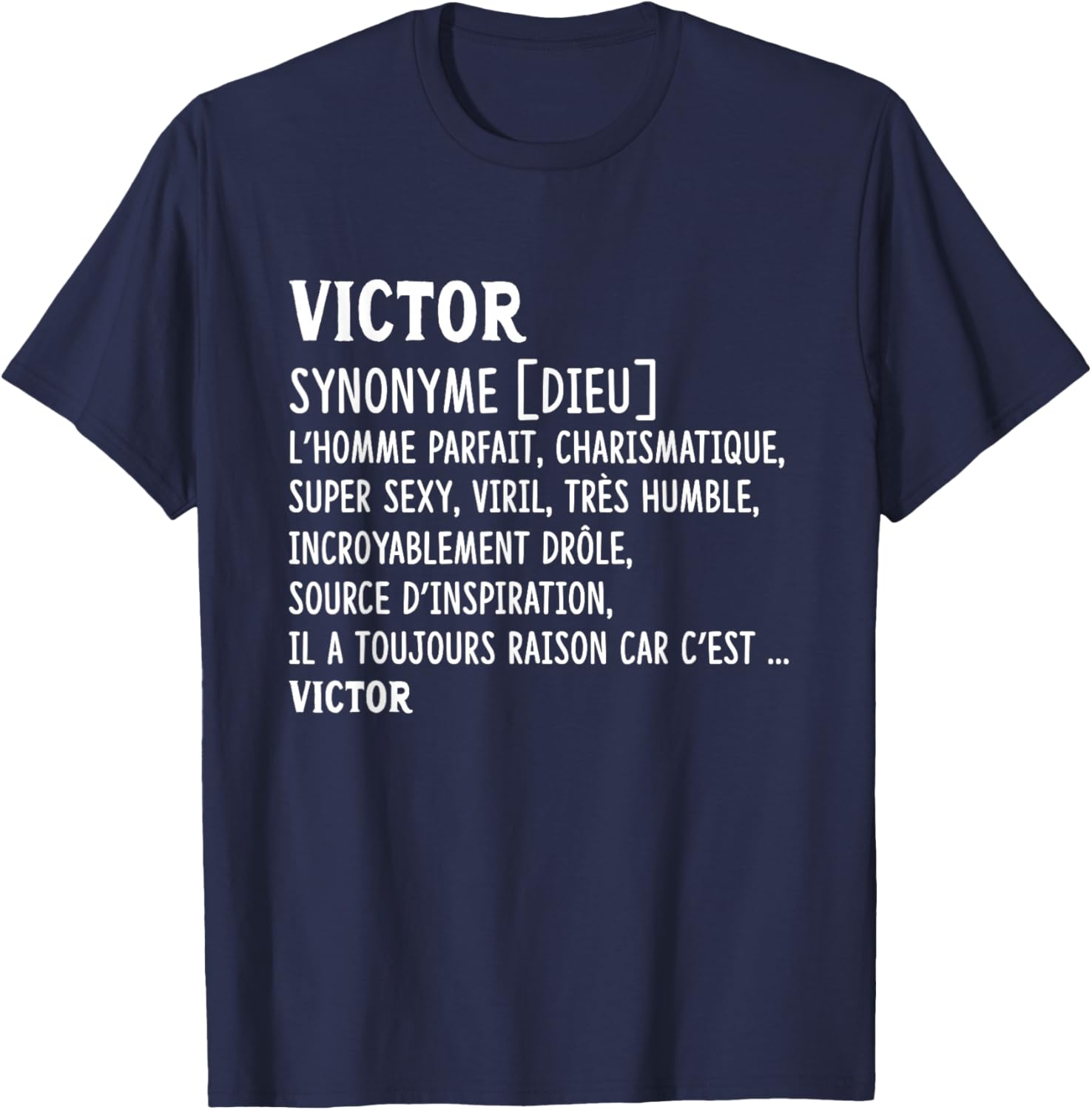 Man Humor Name Custom Victor Definition , Black, S T-Shirt - T-Shirt | Navy