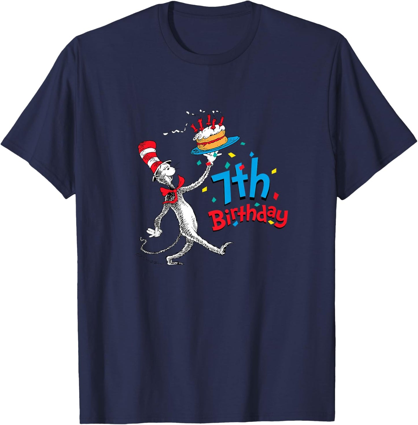 Dr. Seuss Cat in the Hat 7th Birthday T-Shirt - T-Shirt | Navy