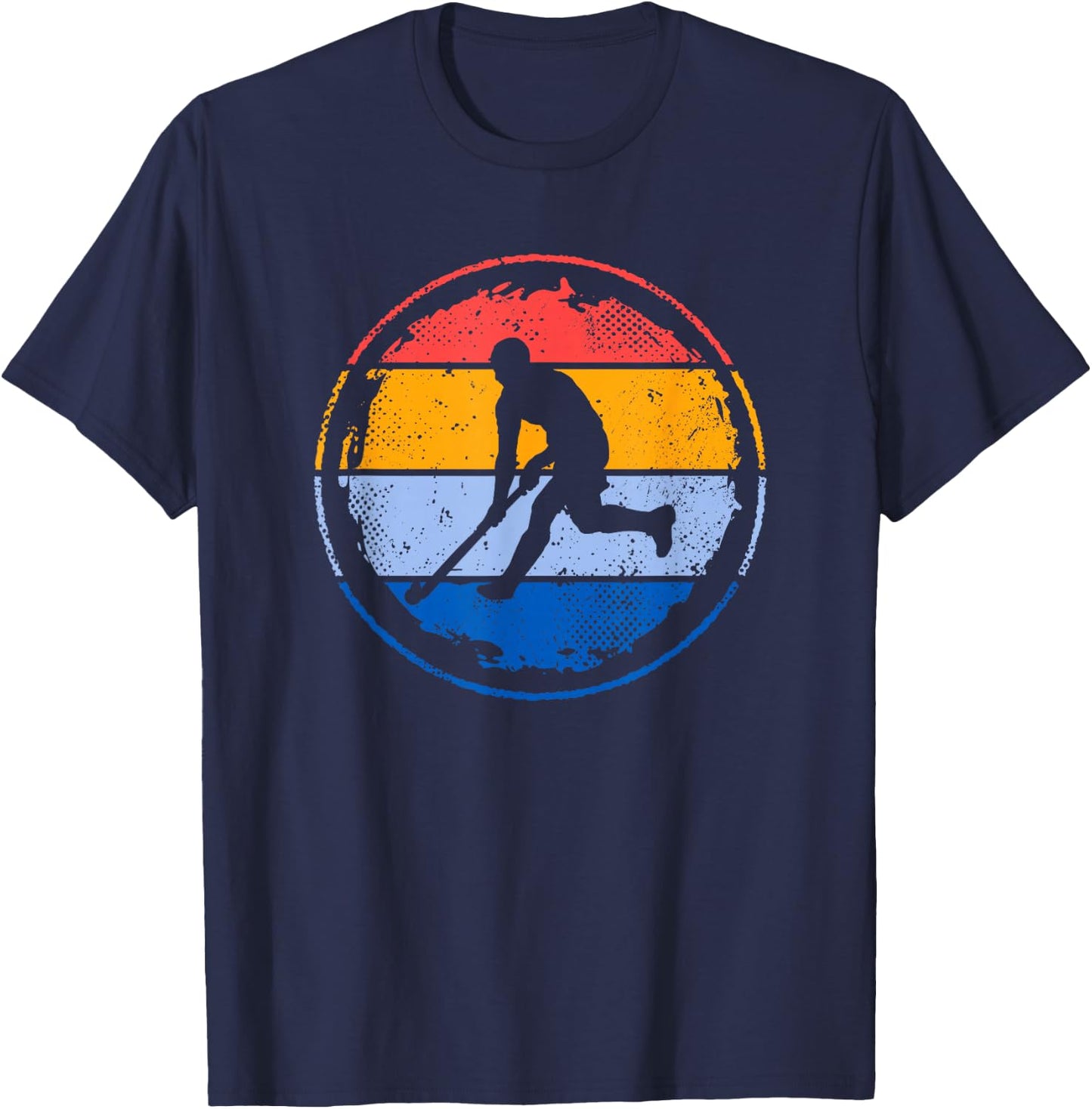 Retro Field Hockey Player Teenager Boys Hockey , black T-Shirt - T-Shirt | Navy