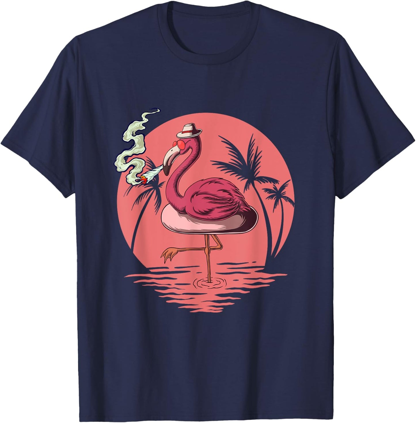Flamingo 420 Stoner Spirit Summer Weed For Cannabis Lover T-Shirt - T-Shirt | Navy