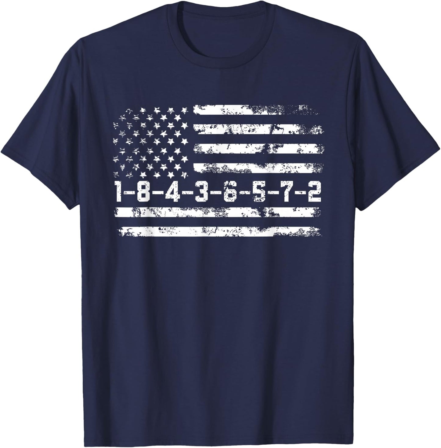 1-8-4-3-6-5-7-2 Firing Order Small Block Engine V8 T-Shirt - T-Shirt | Navy