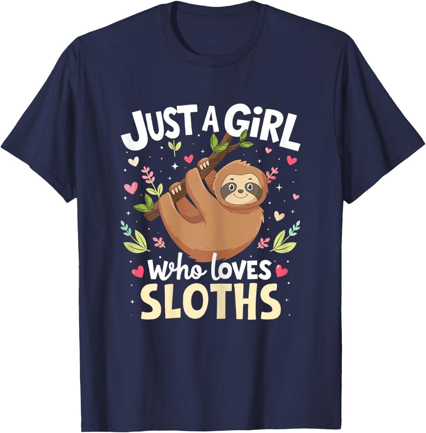 Sloth Shirt Just A Girl Who Loves Sloths Lover Kids Boys T-Shirt - T-Shirt | Navy