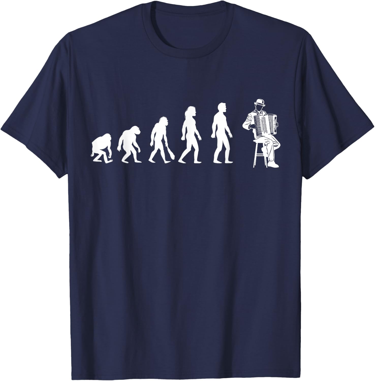 Accordeon Evolution Passion Men Women Child , Black, S T-Shirt - T-Shirt | Navy