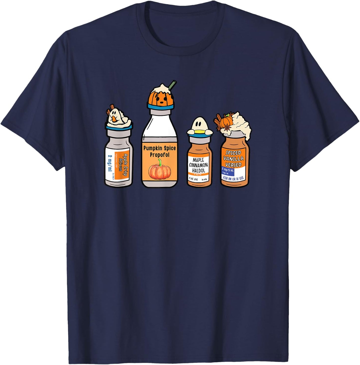 Funny Halloween Crna Pacu ER ED ICU Cricital Care Nurse T-Shirt - T-Shirt | Navy