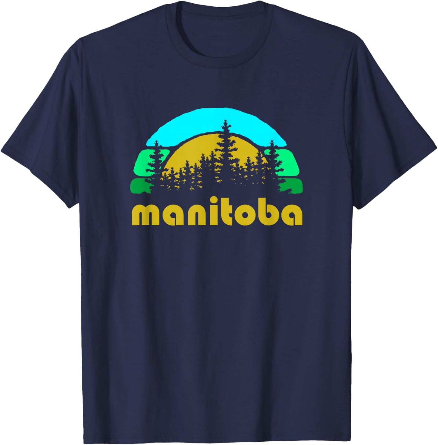 Manitoba Canada Evergreen forest vintage retro Gift T-Shirt - T-Shirt | Navy