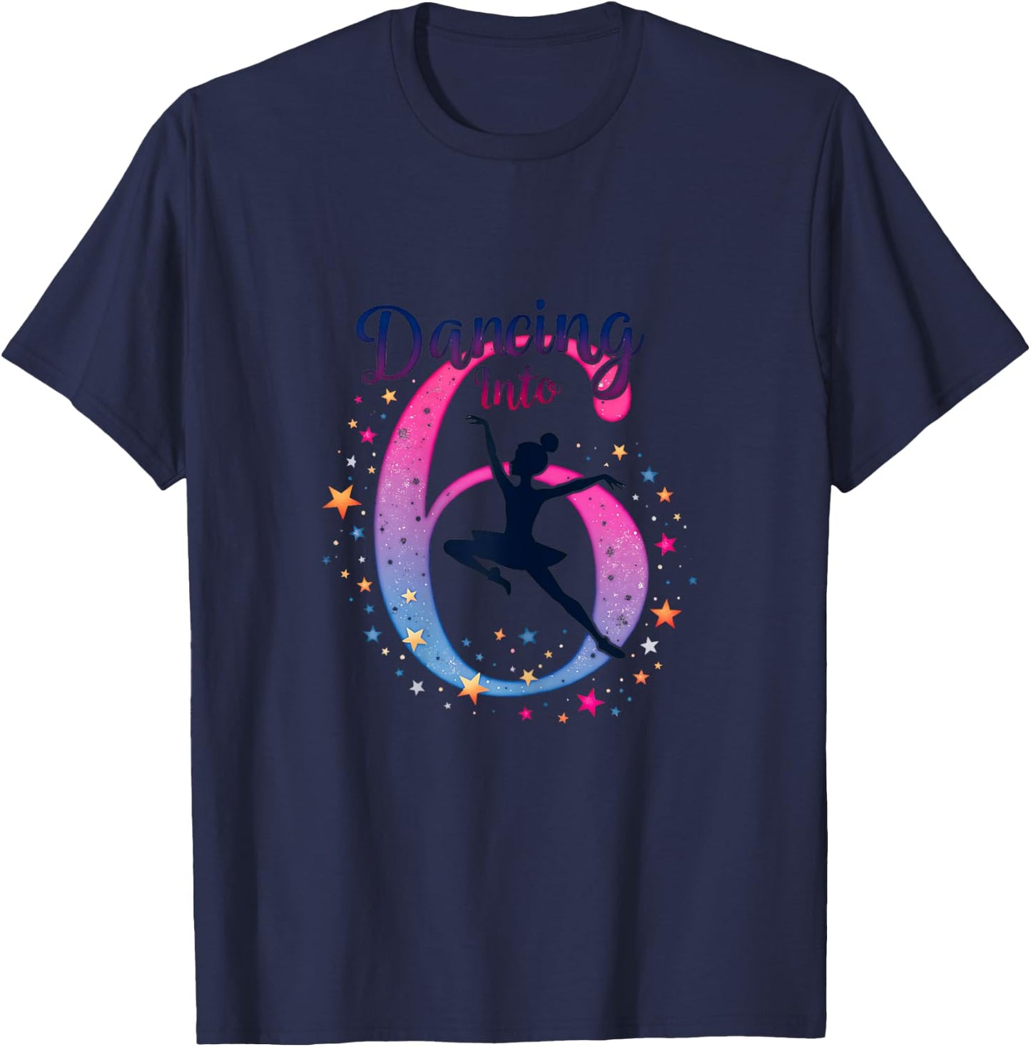 Dancing Into 6 Ballet Birthday Party Graphic T-Shirt - T-Shirt | Navy