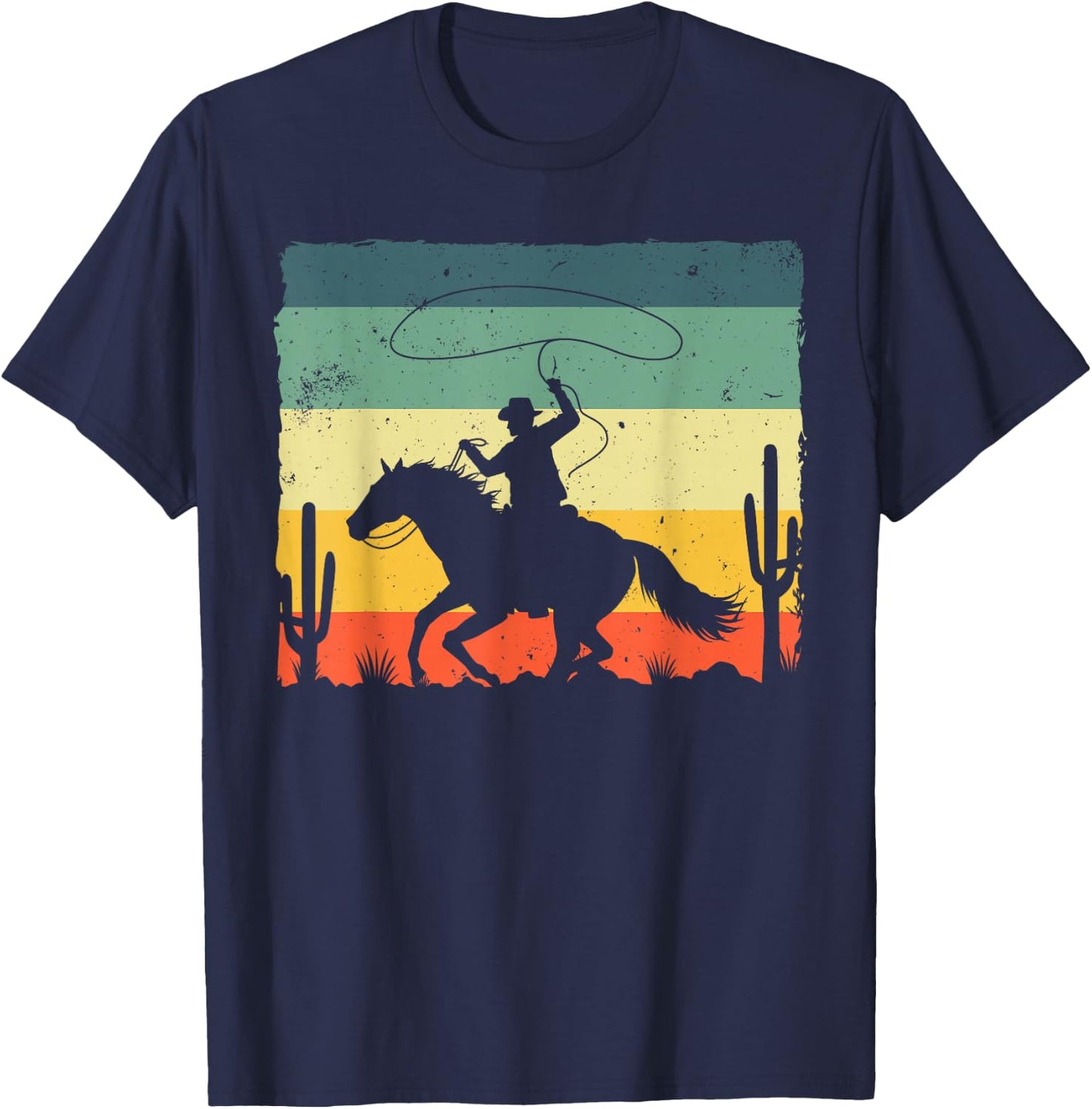 Retro Western Cowboy Design Boys Rider Cowboy , black T-Shirt - T-Shirt | Navy