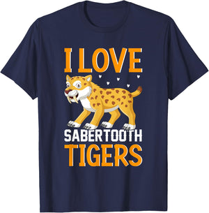 I Love Sabertooth Tigers T-Shirt - T-Shirt | Navy