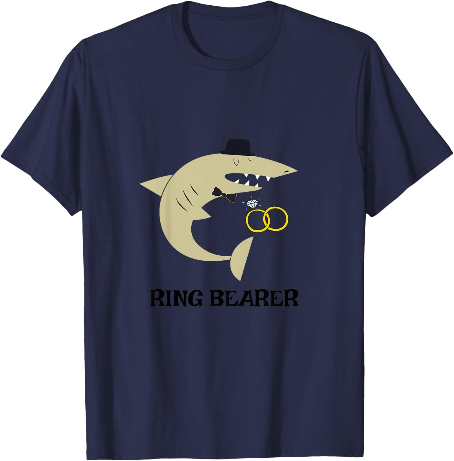 Ring Bearer Shirt - Shark Graphic Wedding Party Toddler Gift T-Shirt - T-Shirt | Navy