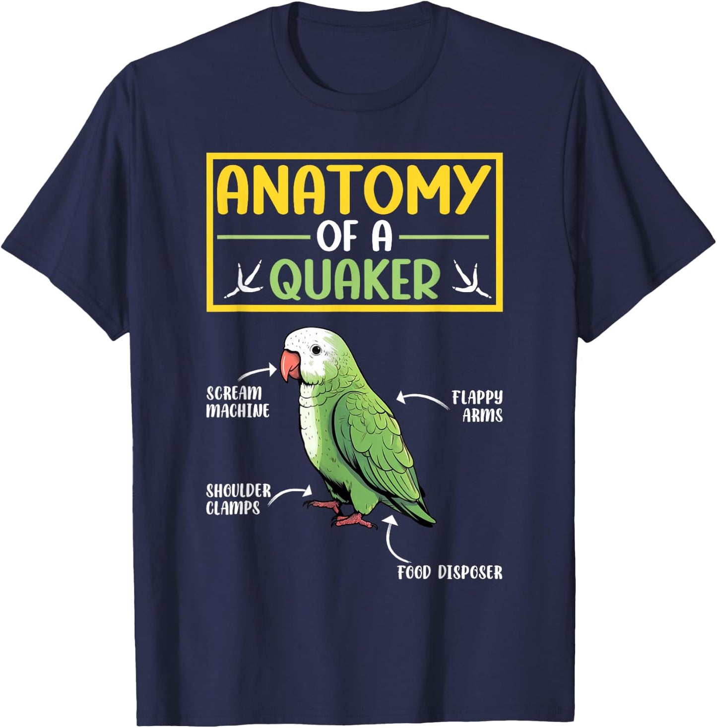 Quaker Parrot Gifts -Child Classic Graphic - Quaker Parrot Design - Black - Small - Short Sleeve - Cotton Blend - Machine Wash - - Pull On - 1 Count - All Seasons T-Shirt - T-Shirt | Navy