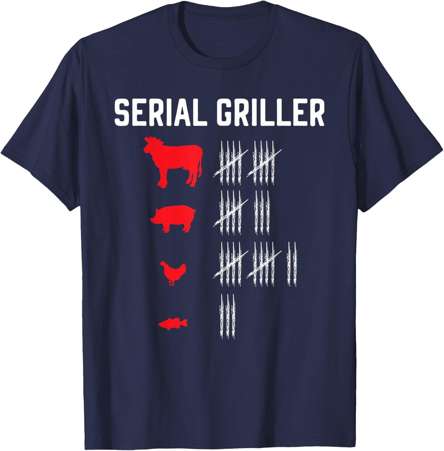 Serial Griller Grilling Grillmaster Barbecue BBQ T-Shirt - T-Shirt | Navy