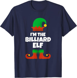 Funny The Billiard Elf Christmas Xmas Pool Player T-Shirt - T-Shirt | Navy