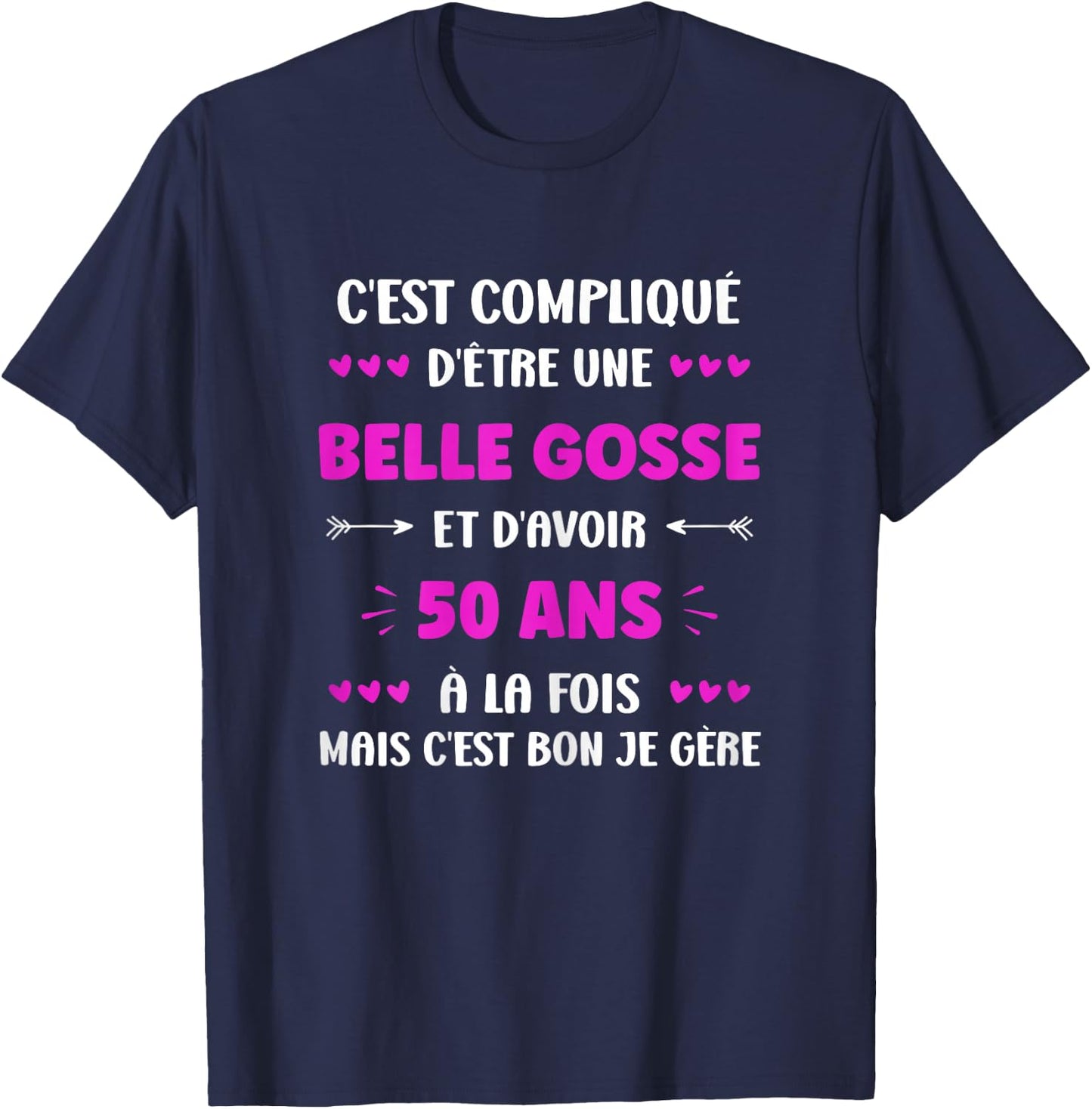 belle gosse 50th birthday funny woman 50 years , Black, Female X-Small T-Shirt - T-Shirt | Navy