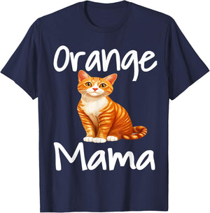 Funny Orange Mama Tabby Cat Lover Mom Humor Kitten Mommy T-Shirt - T-Shirt | Navy