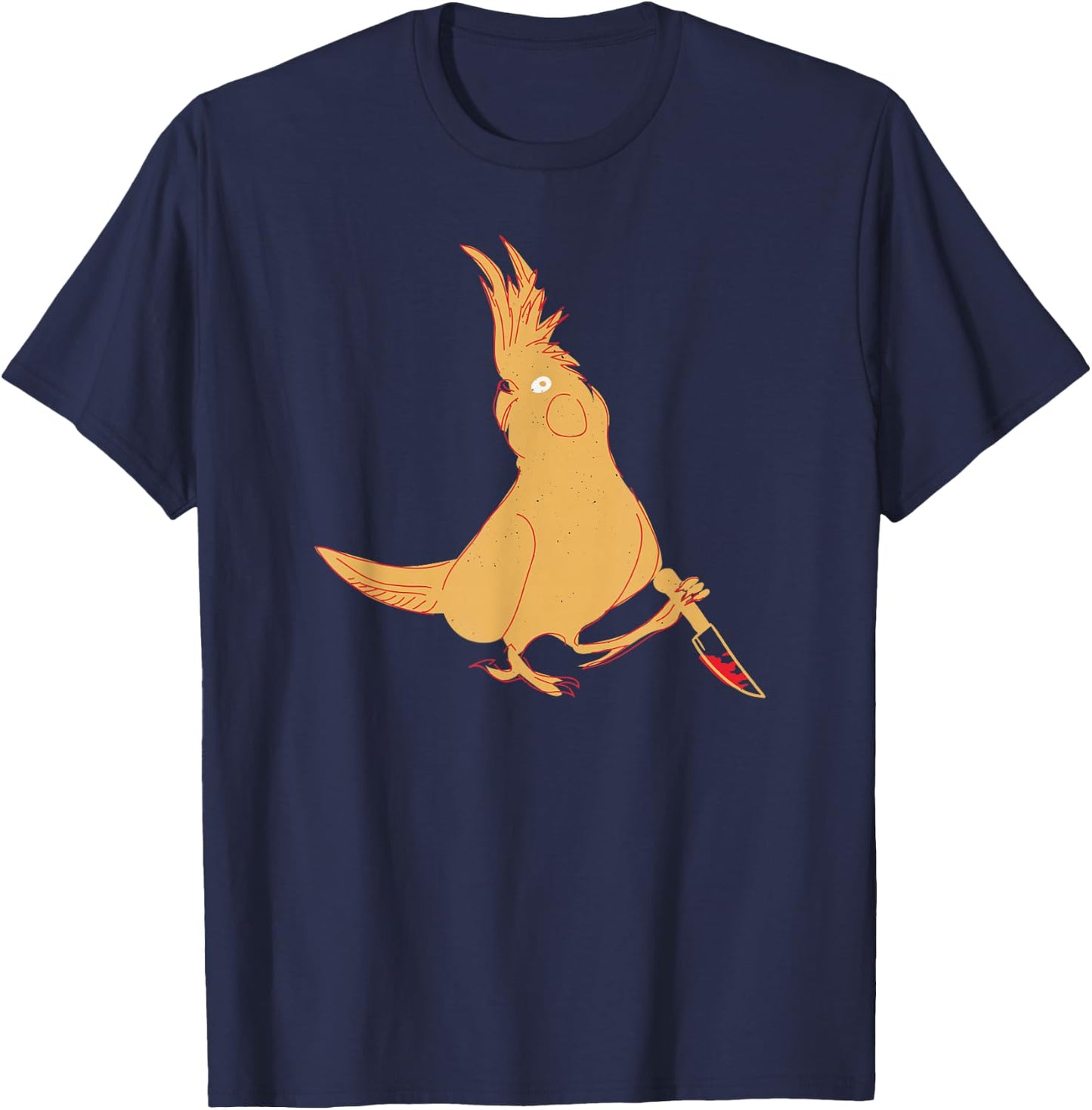 Cockatiel Knife Funny Bird Parrot Meme T-Shirt - T-Shirt | Navy