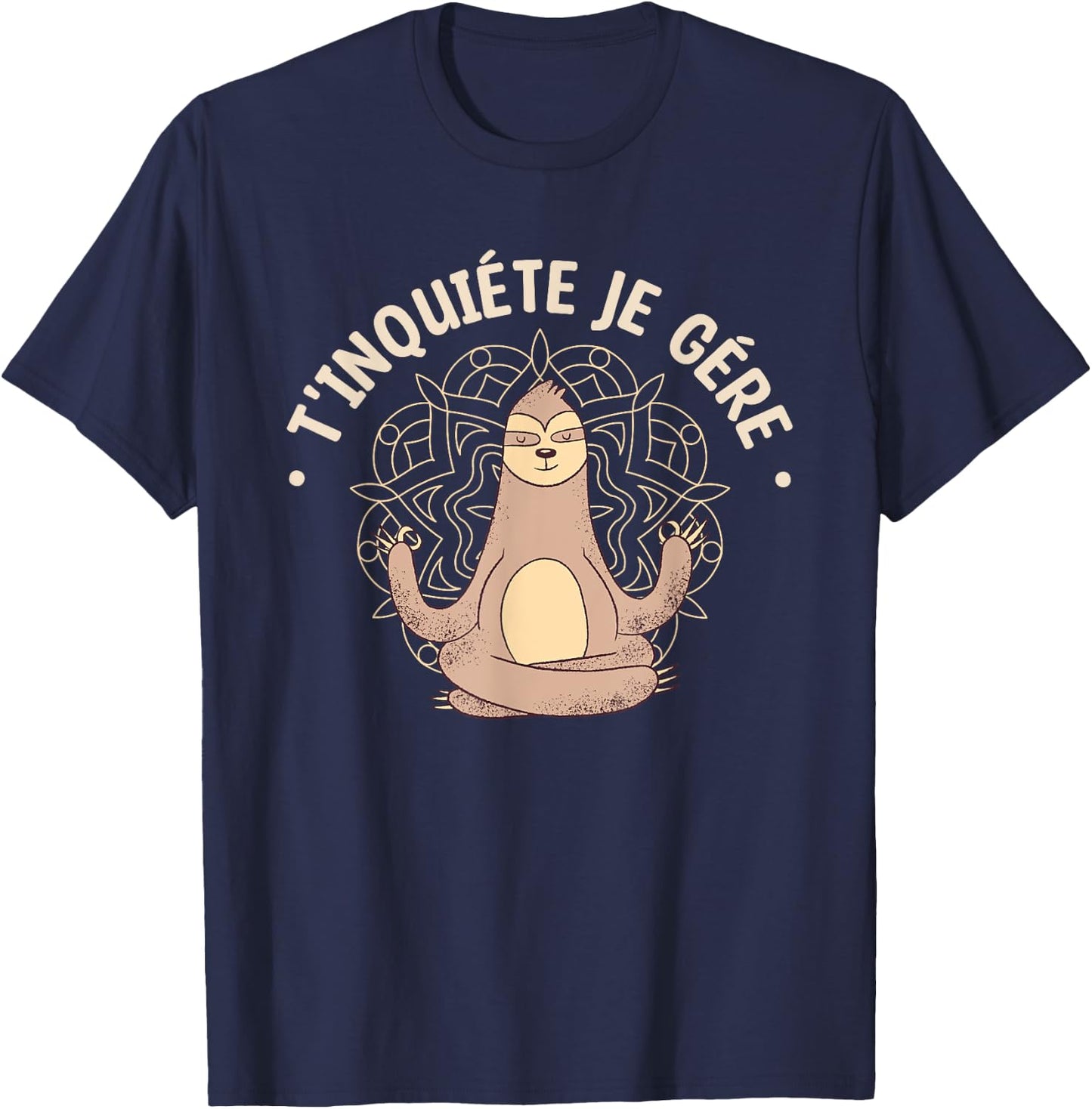 Worry I Handle Lazy Meditation Zen , Black, S T-Shirt - T-Shirt | Navy