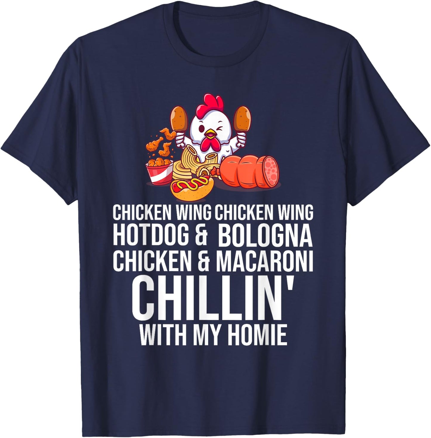 Chicken Wing Chicken Wing Hot Dog And Bologna Men Women Girls Kids T-Shirt - T-Shirt | Navy