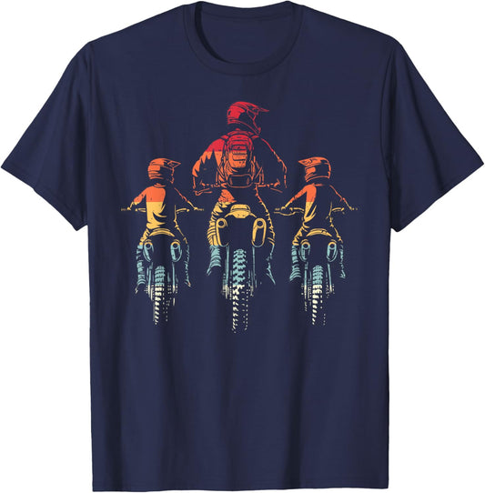 Dad Motocross Lover Father's Day MotoDad of 2 Kids T-Shirt - T-Shirt | Navy