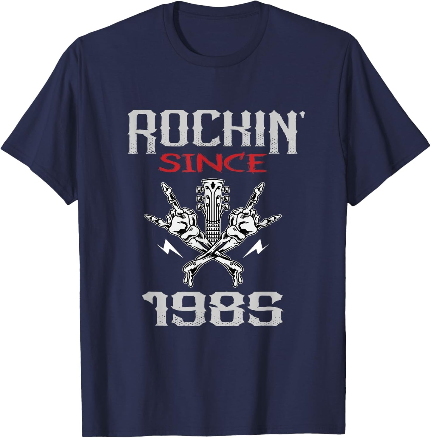 Rockin Since 1985 Classic Rock Guitar Year Of Birth Birthday T-Shirt - T-Shirt | Navy