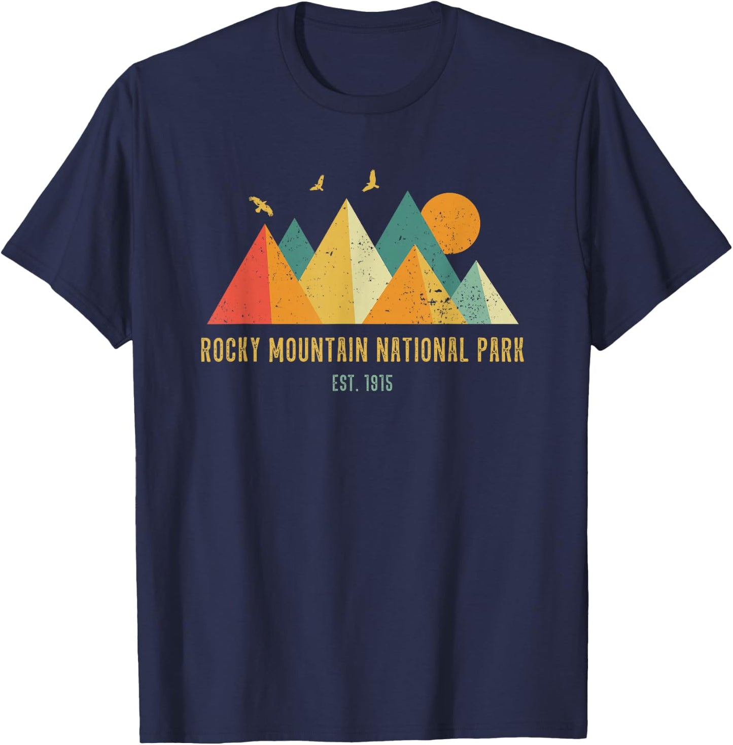 Retro Vintage Vibe Grunge Style Rocky Mountain National Park T-Shirt - T-Shirt | Navy