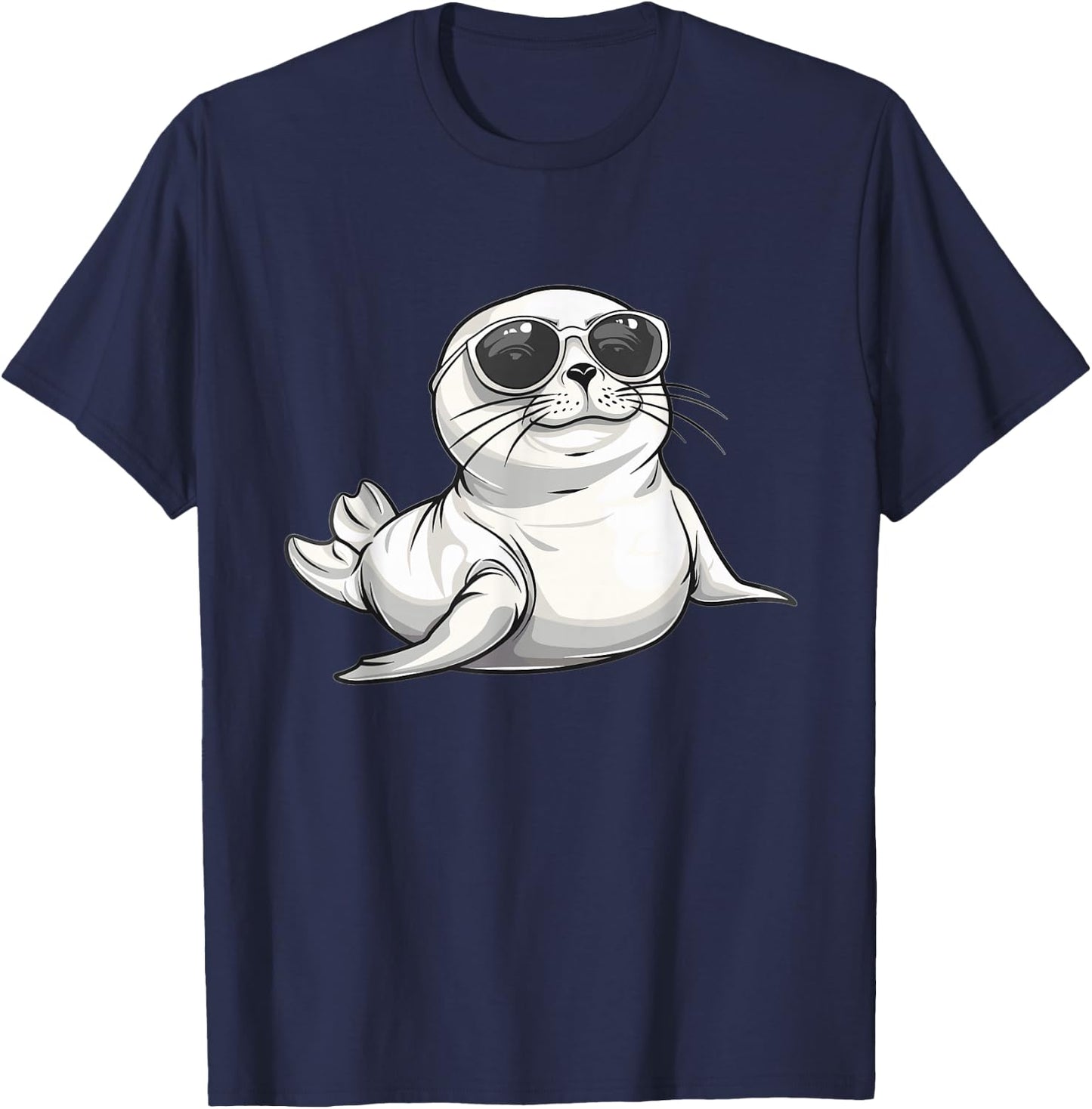 Cute Seal with Sunglasses I Kids Seal T-Shirt - T-Shirt | Navy