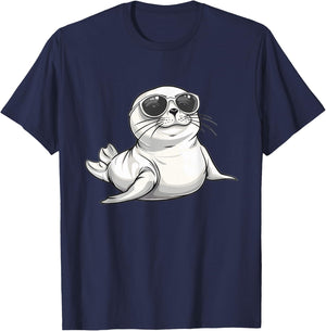 Cute Seal with Sunglasses I Kids Seal T-Shirt - T-Shirt | Navy