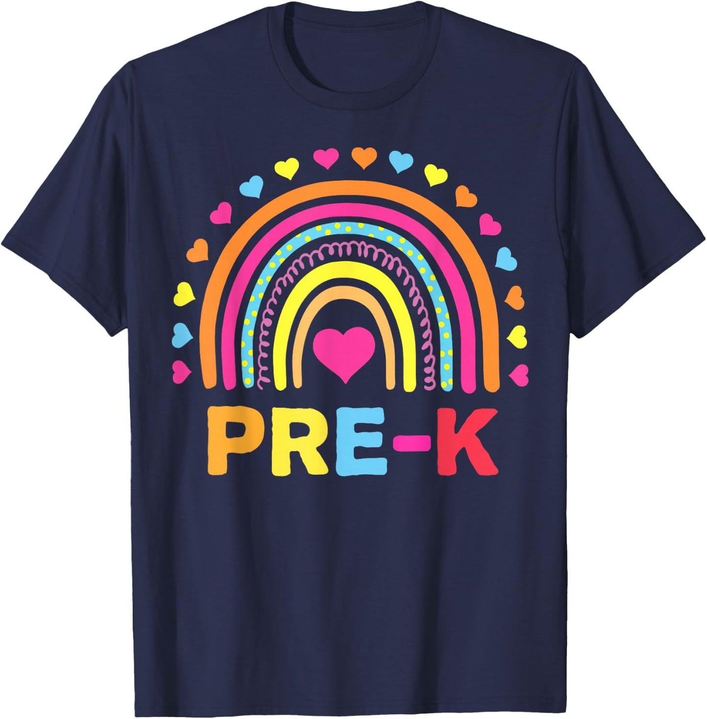 Back to School Shirt Rainbow Happy First Day of Pre-K Gift T-Shirt - T-Shirt | Navy