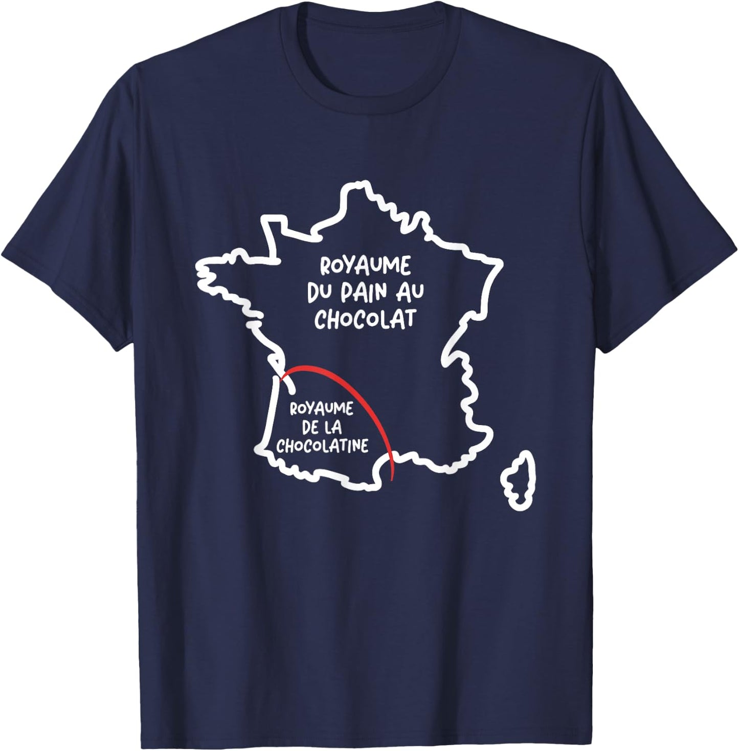 Team Pain au Chocolat ou Chocolatine Funny Map of France T-Shirt - T-Shirt | Navy
