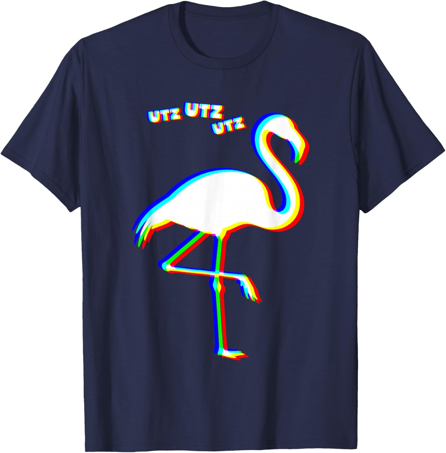 Utz Flamingo Party Hardstyle Tekk Rave Festival Techno T-Shirt - T-Shirt | Navy