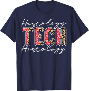 Histology Technician Appreciation Leopard Histology Tech T-Shirt - T-Shirt | Navy