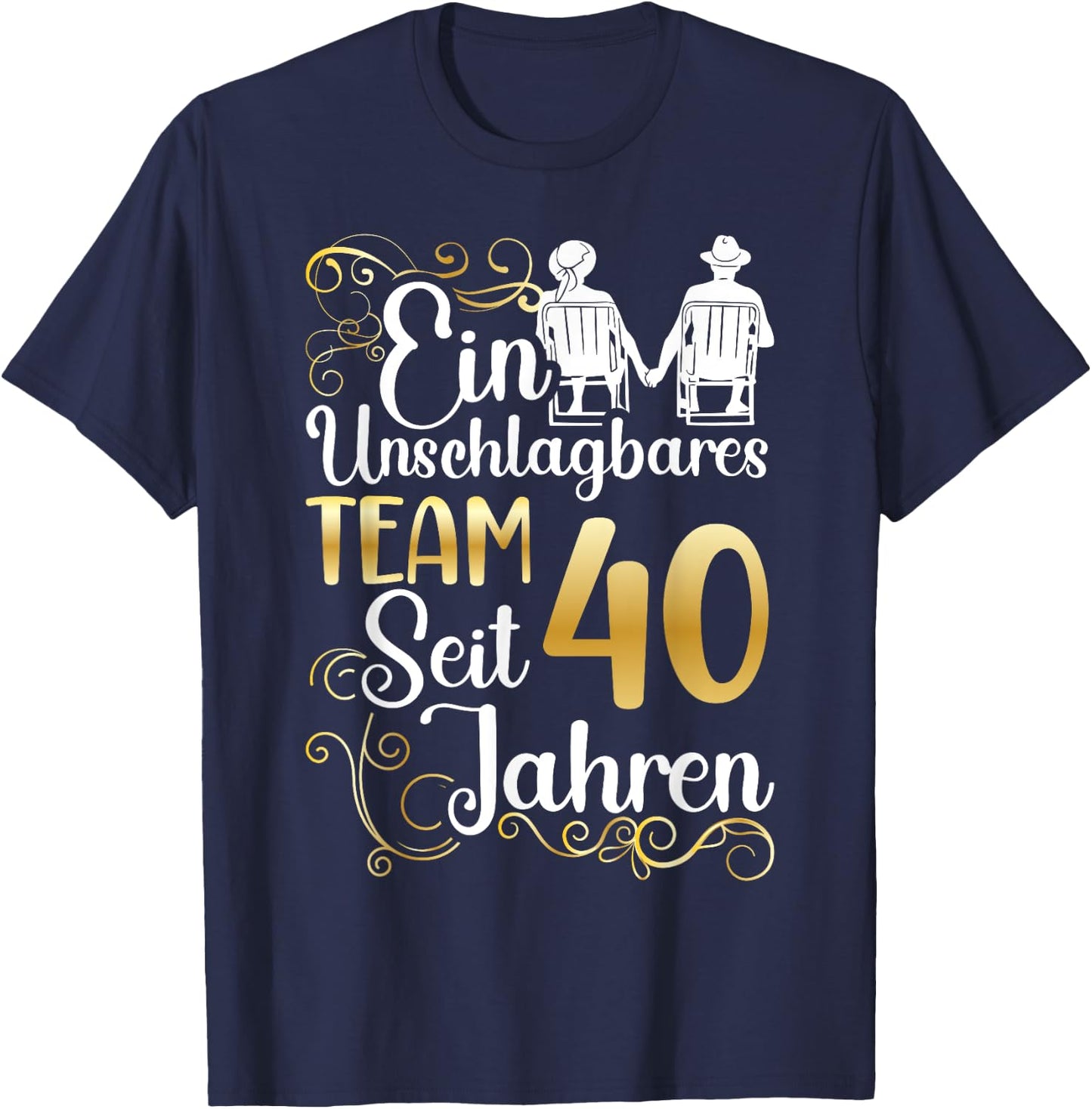 Rubinhochzeit 40 Jahre Verheiratet Hochzeitstag T-Shirt - T-Shirt | Navy