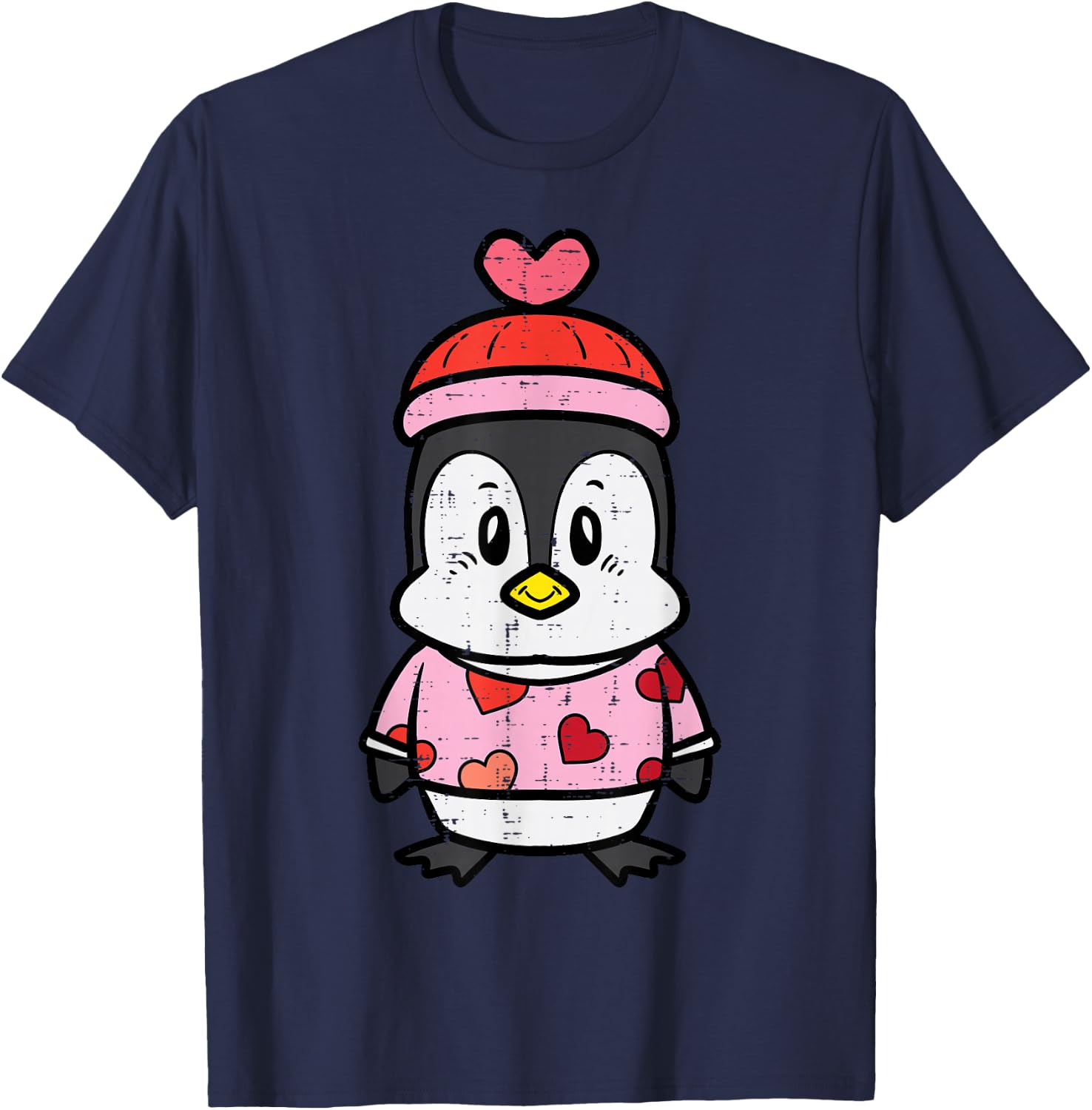 Valentines Day Baby Penguin Sweater Girls Kids Toddlers T-Shirt - T-Shirt | Navy