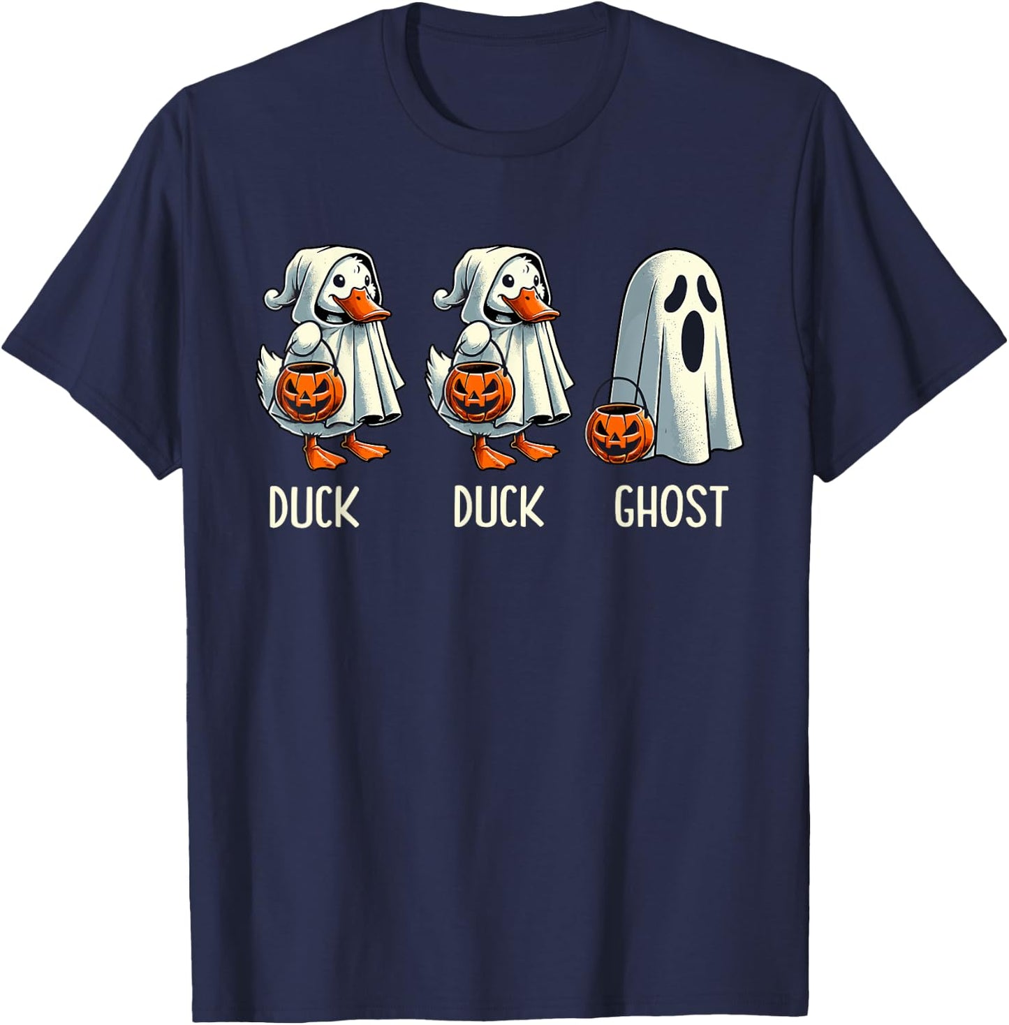 Duck Ghost Pun Trunk or Treat Trick or Treat Funny Halloween T-Shirt - T-Shirt | Navy
