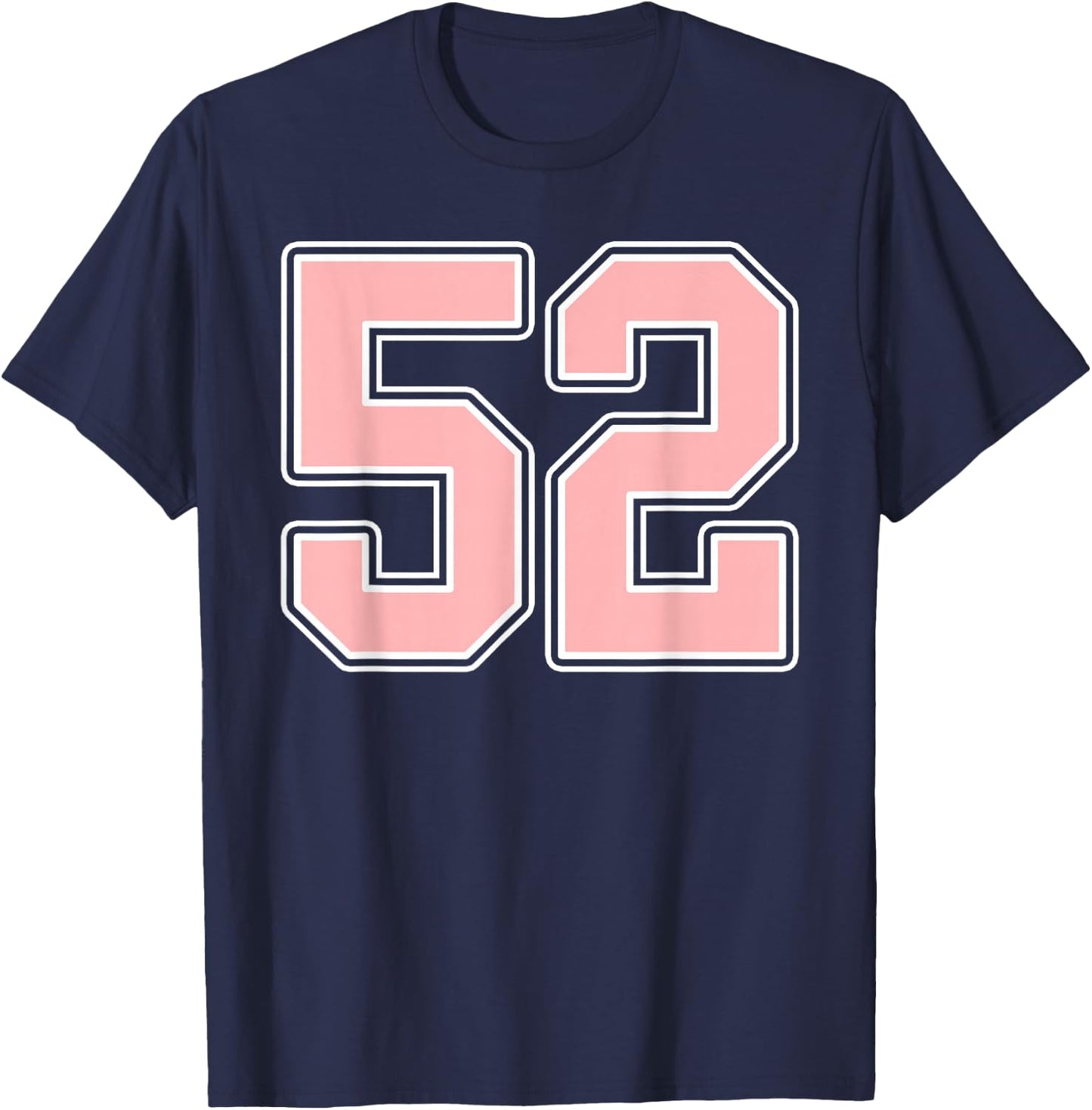 Cute Pink and White Number 52 Jersey Player Uniform #52 Fan T-Shirt - T-Shirt | Navy