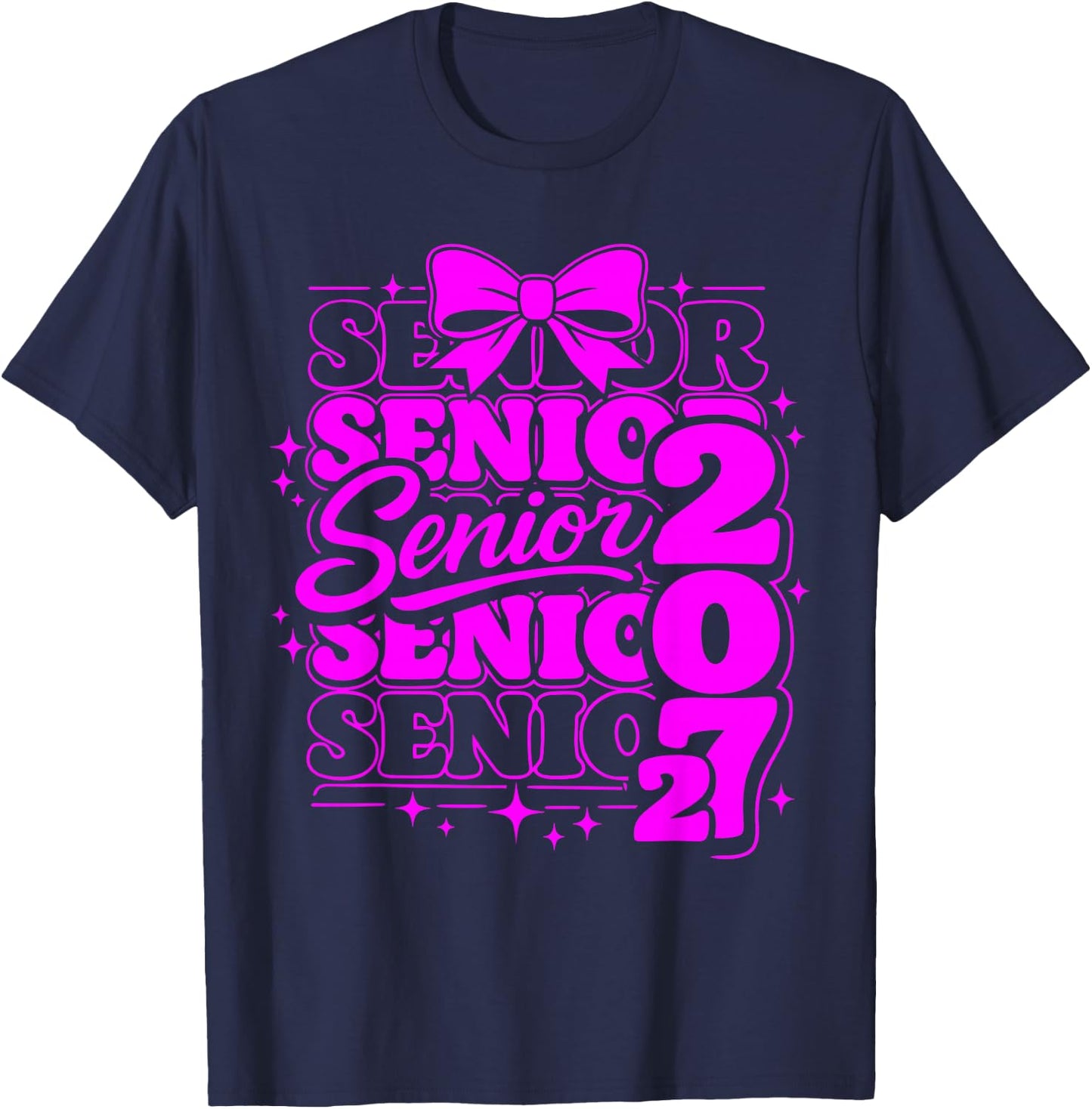 Senior Class of 2027 Coquette Bow Graduation T-Shirt - T-Shirt | Navy