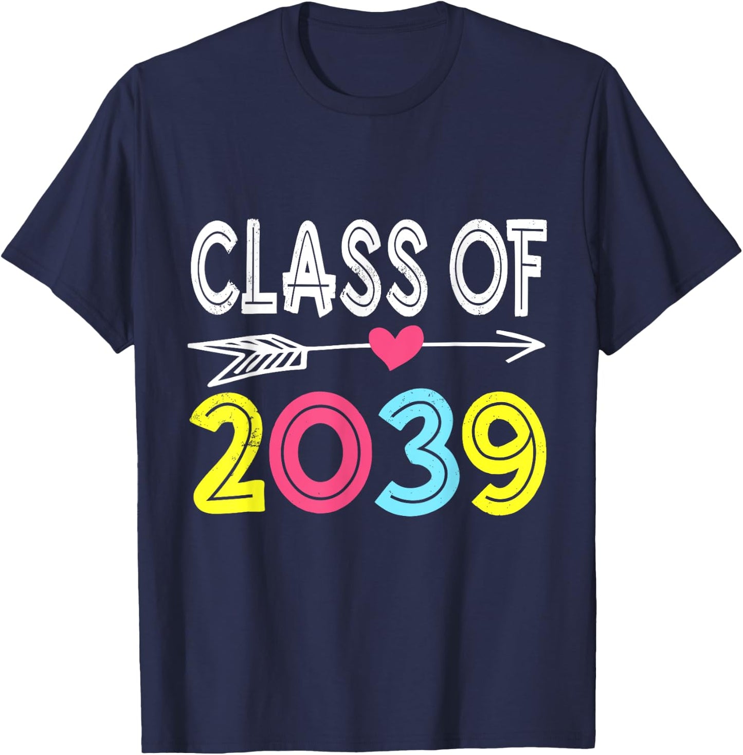 Class of 2039 Grow With Me First Day of School Graduation T-Shirt - T-Shirt | Navy