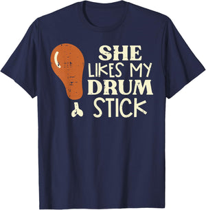 Thanksgiving She Likes My Drumstick Funny Couple Match Men T-Shirt - T-Shirt | Navy