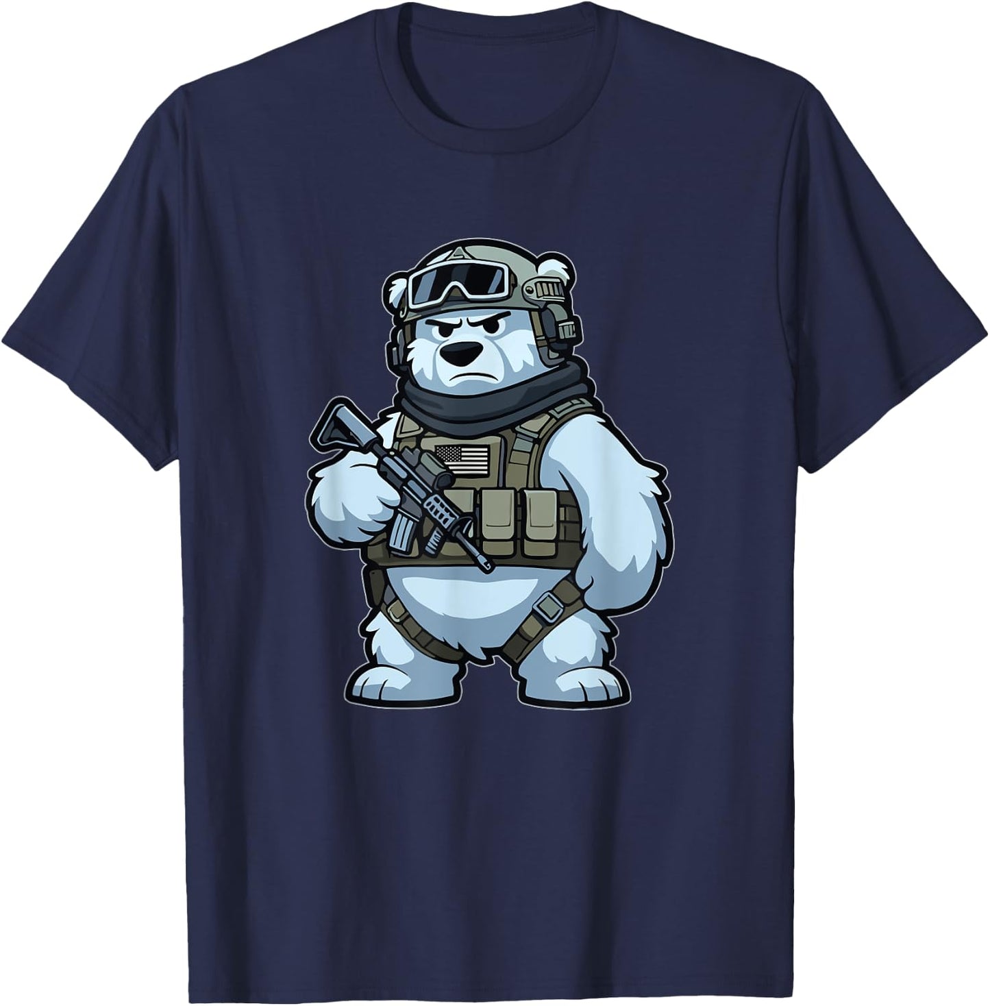 Christmas Drink Infantry Polar Bear Veteran Men Women Gift T-Shirt - T-Shirt | Navy