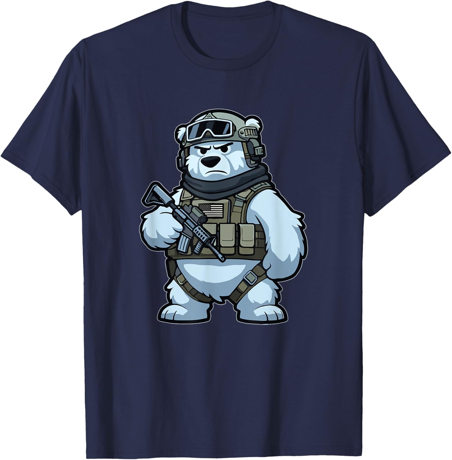 Christmas Drink Infantry Polar Bear Veteran Men Women Gift T-Shirt - T-Shirt | Navy